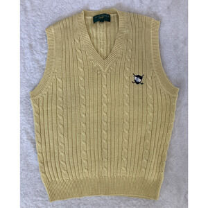 Vintage Vest Wool Blend Cable Sweater Crest Golf Old Money Mens Medium Preppy